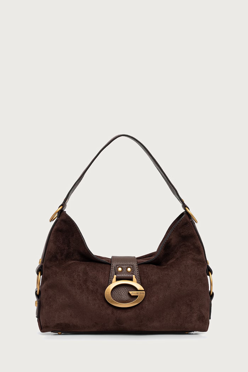 Guess torebka hobo damska z imitacji zamszu CAMDEN brązowa HWSG93 08180