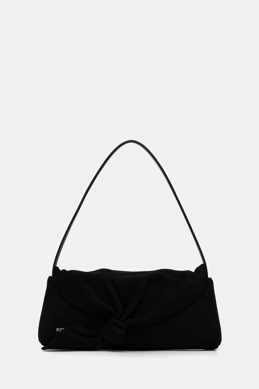 Rotate geantă baguette pentru femei din piele întoarsă