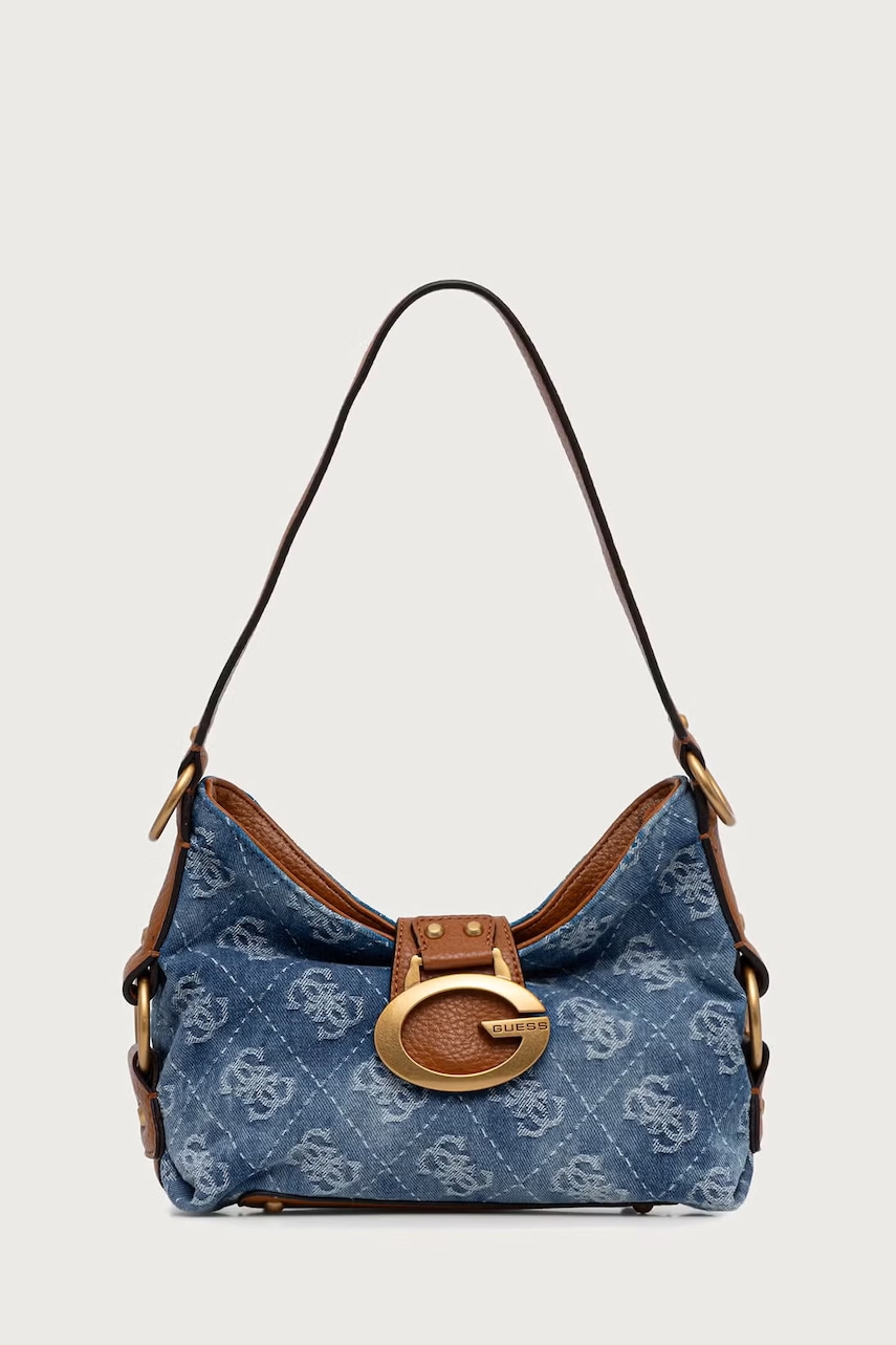 Guess torebka hobo damska z bawełną CAMDEN niebieska HWDB93 08720
