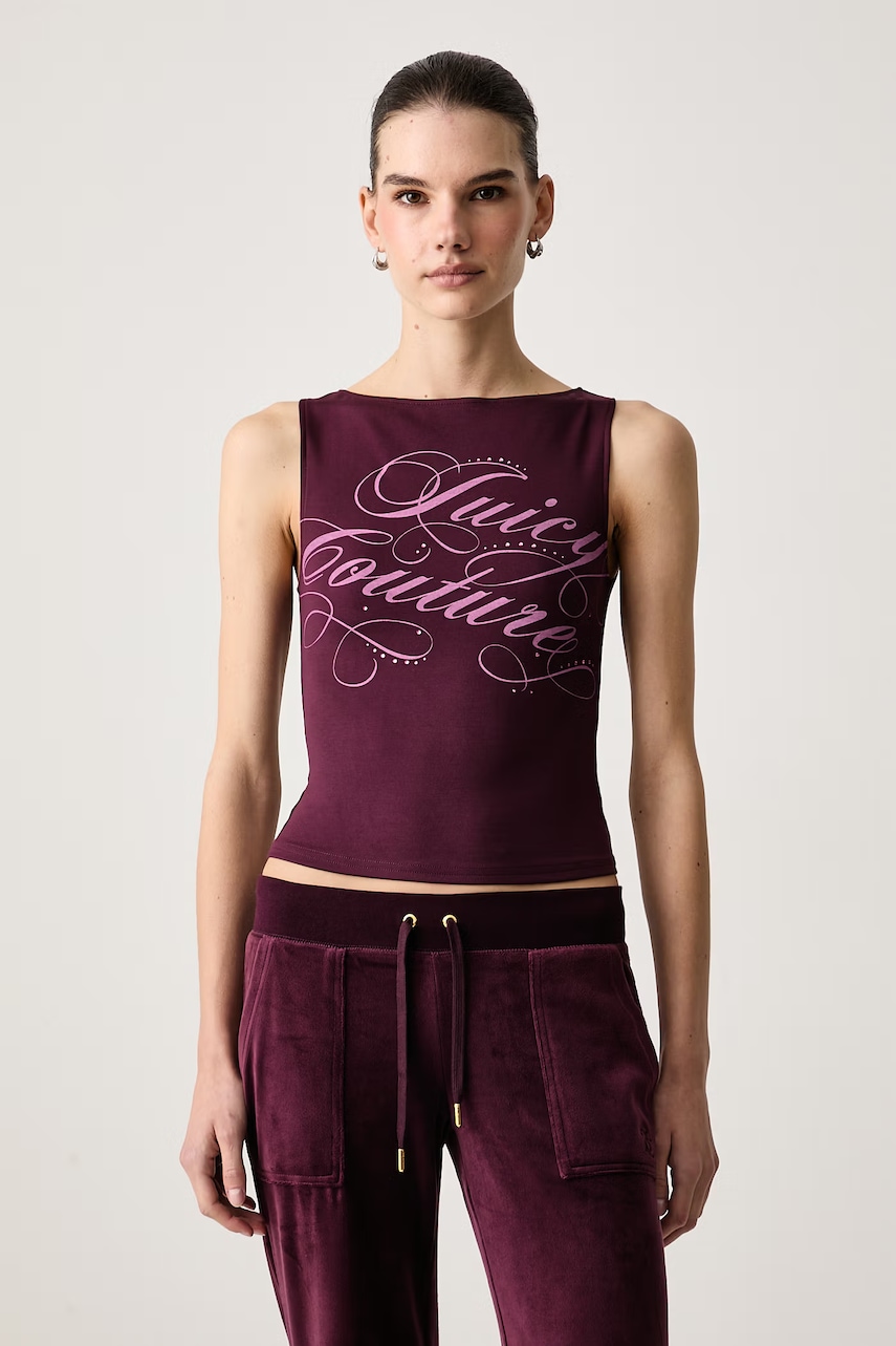 Juicy Couture  top za žene s modalom REBELLE SCRIPT MIA BOATNECK