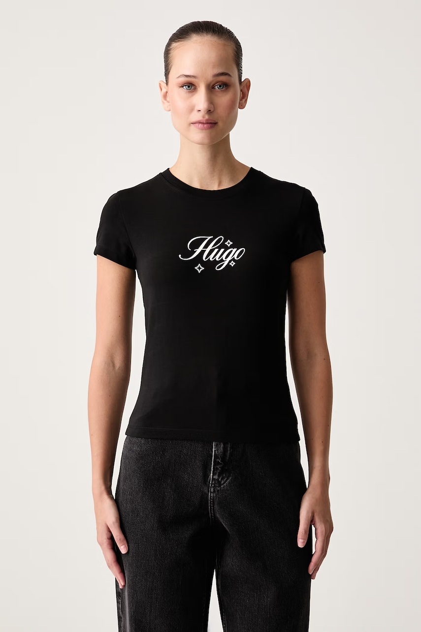 HUGO Blue  tričko dámske bavlnené s elastanom 90's Tee_B_2