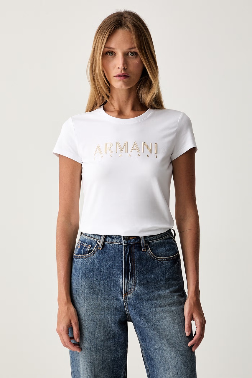 Armani Exchange  majica za žene od pamuka s elastanom