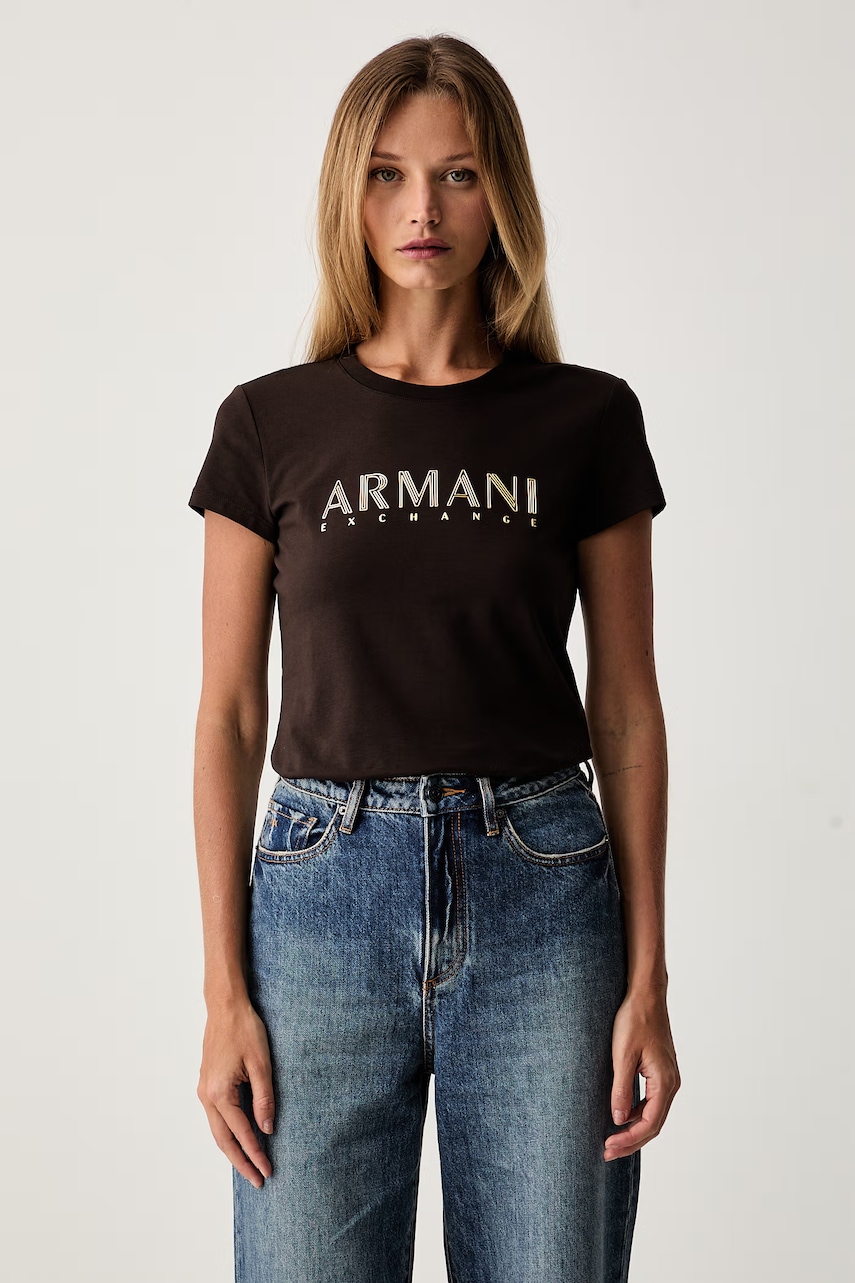Armani Exchange majica za žene od pamuka s elastanom