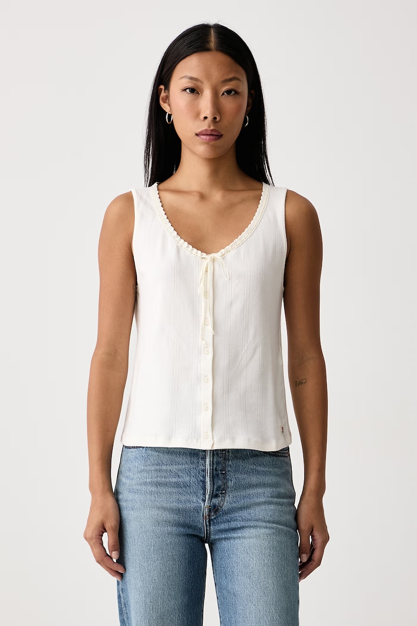 Levi's  top dámsky s bavlnou DRY GOODS POINTELLE LACE TANK
