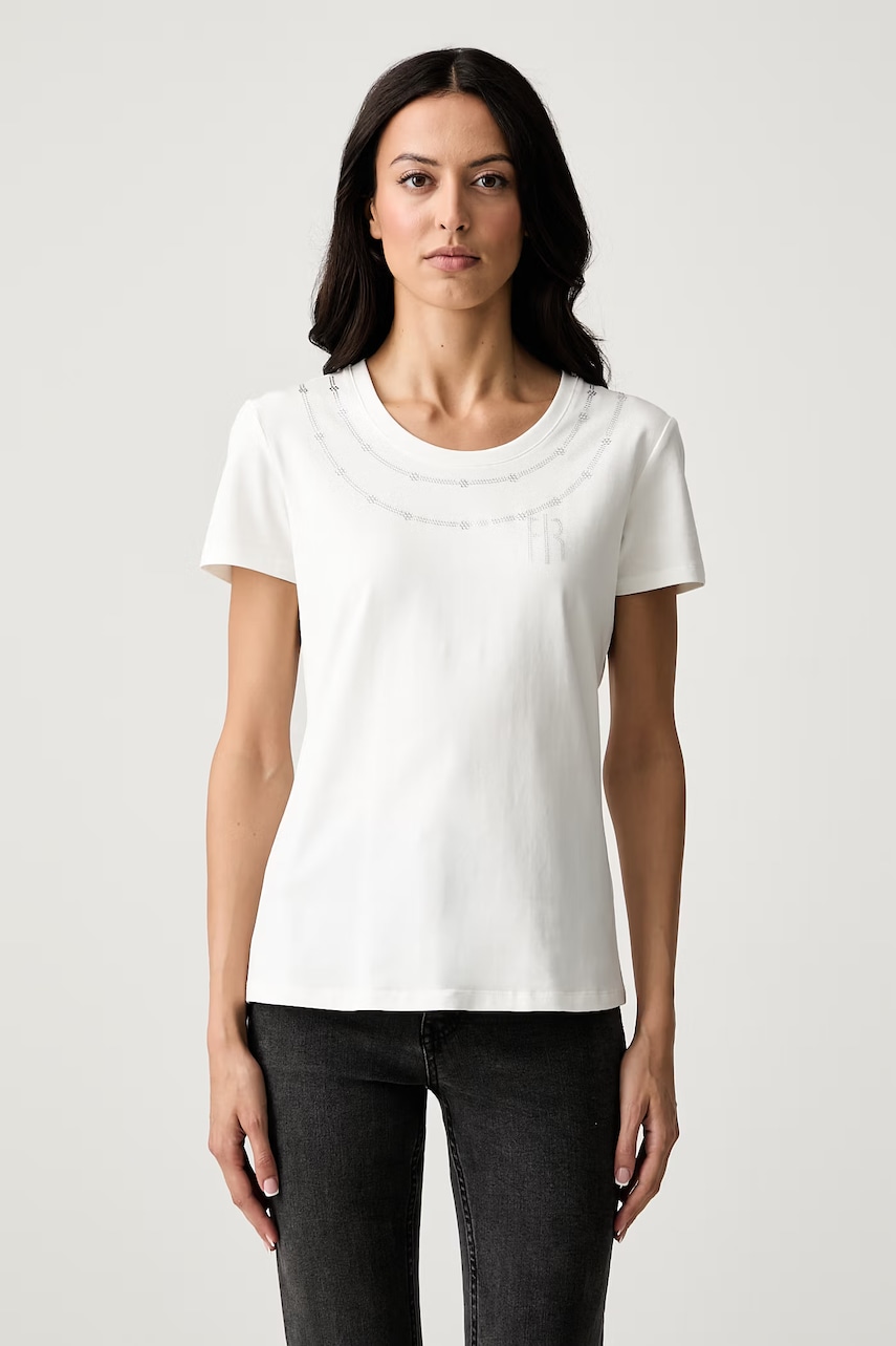 Fracomina T-shirt damski bawełniany z elastanem