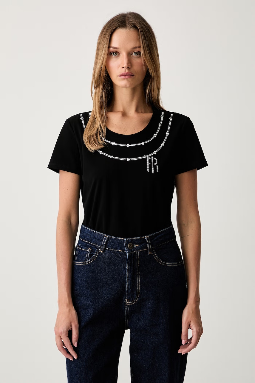 Fracomina T-shirt damski bawełniany z elastanem