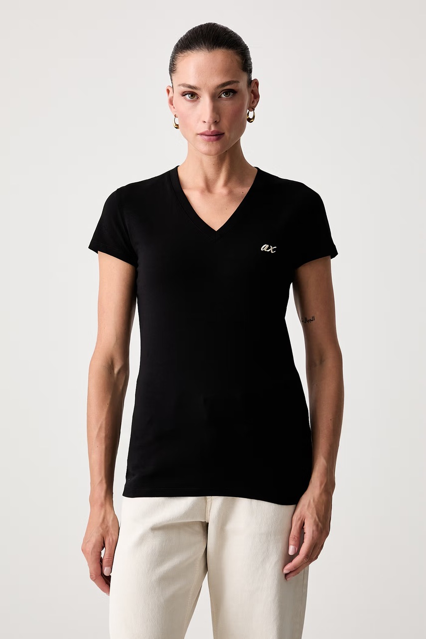 Armani Exchange T-shirt damski bawełniany z elastanem