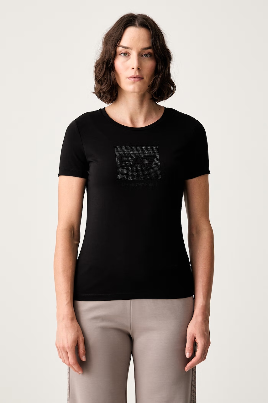 EA7 Emporio Armani T-shirt damski bawełniany z elastanem