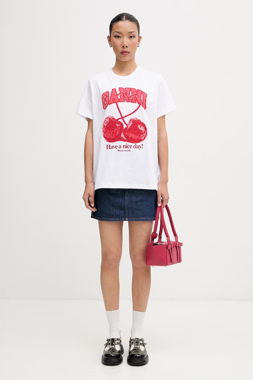 GANNI T-shirt bawełniany damski (zdjęcie 5)