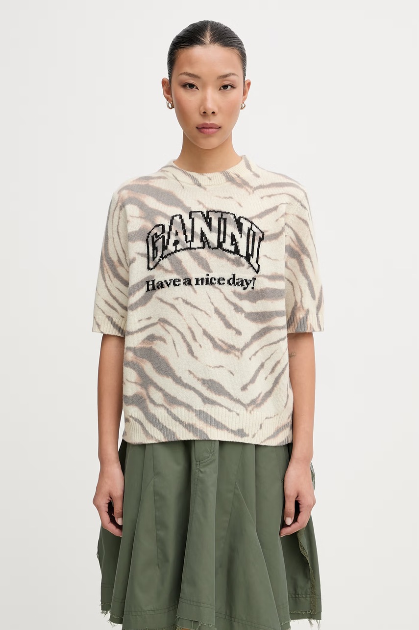 GANNI tricou cu lână pentru femei