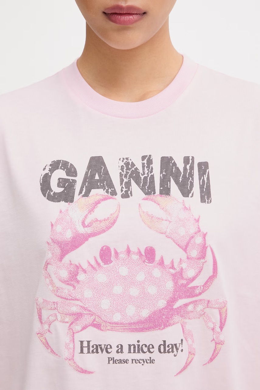 GANNI T-shirt bawełniany damski (zdjęcie 4)