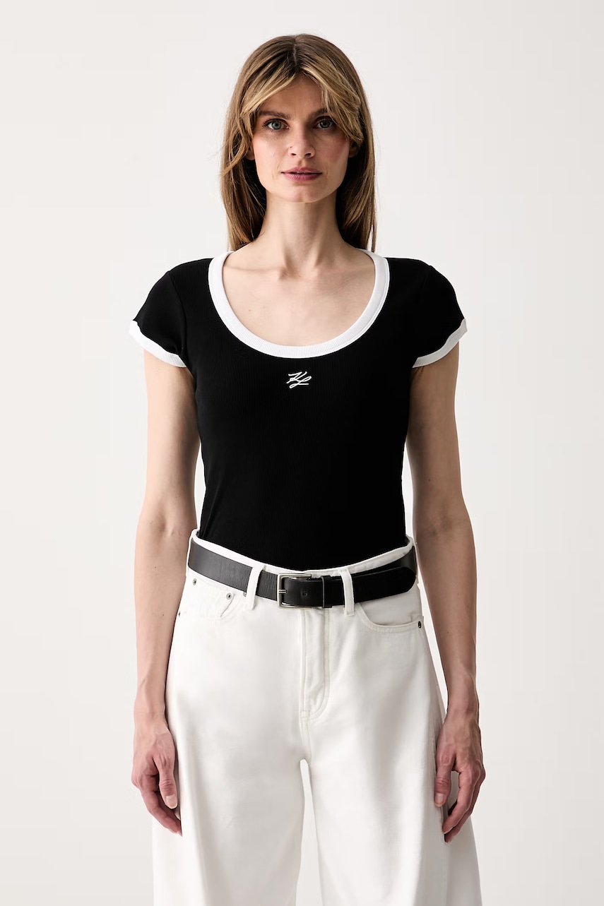 Karl Lagerfeld t-shirt γυναικείο βαμβακερό με ελαστάν