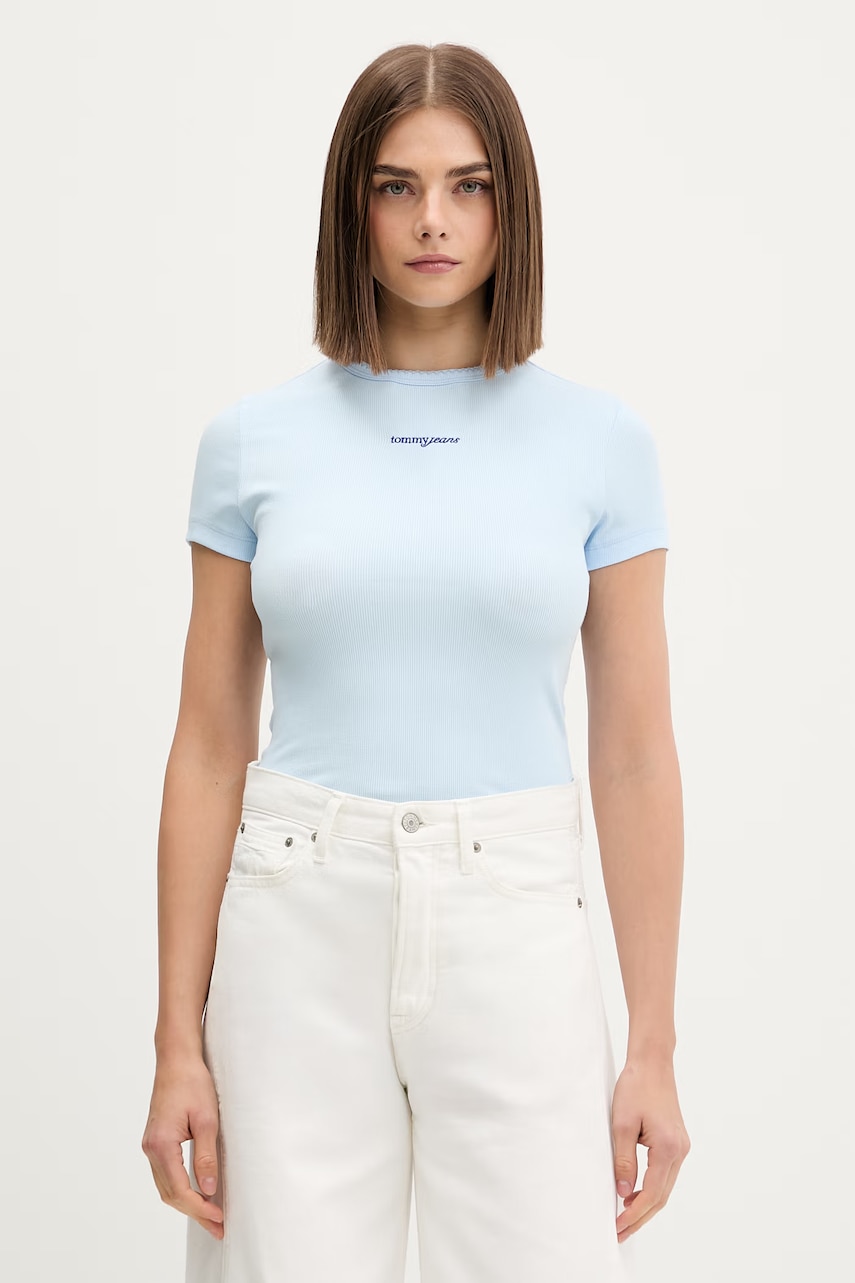 Tommy Jeans T-shirt damski bawełniany z elastanem