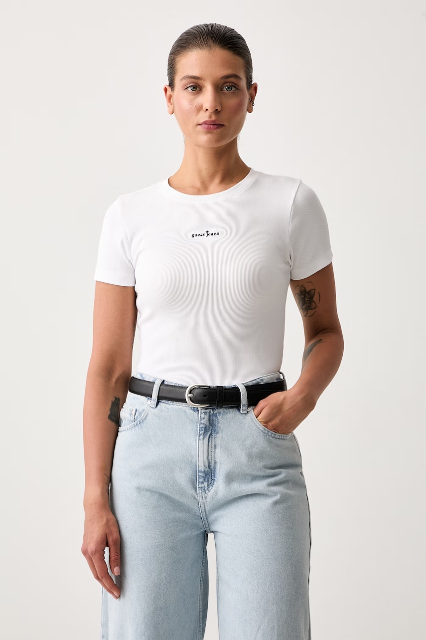 Guess Jeans T-shirt damski bawełniany z elastanem
