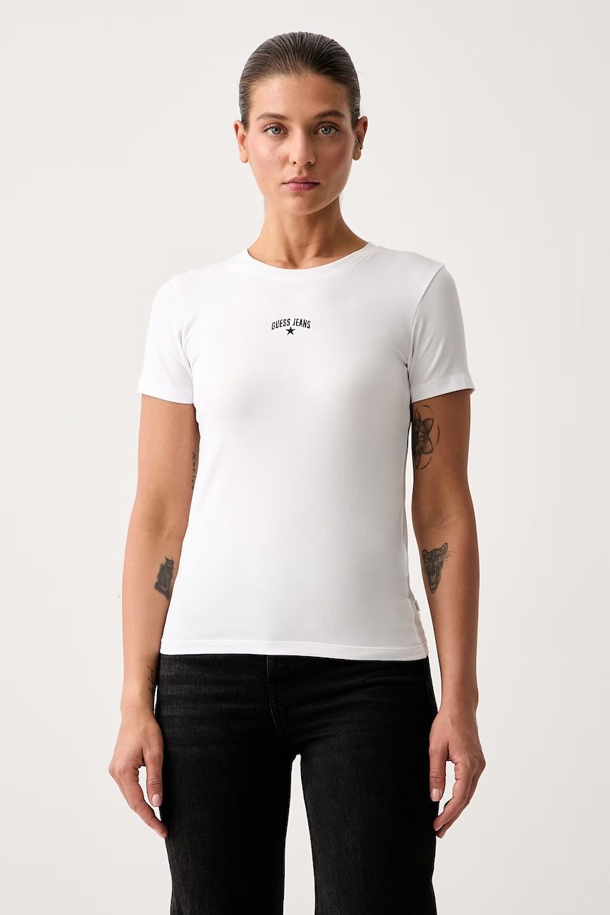 Guess Jeans T-shirt damski bawełniany z elastanem
