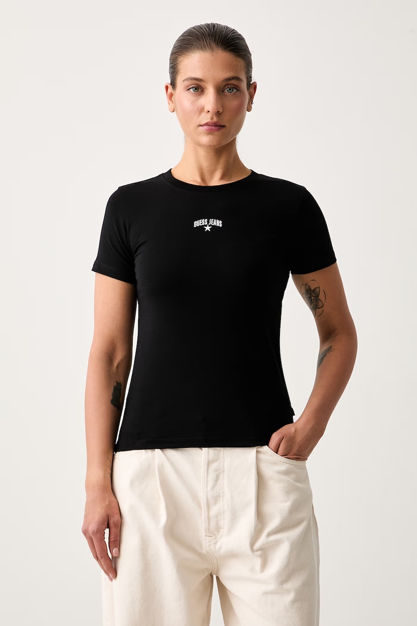Guess Jeans T-shirt damski bawełniany z elastanem