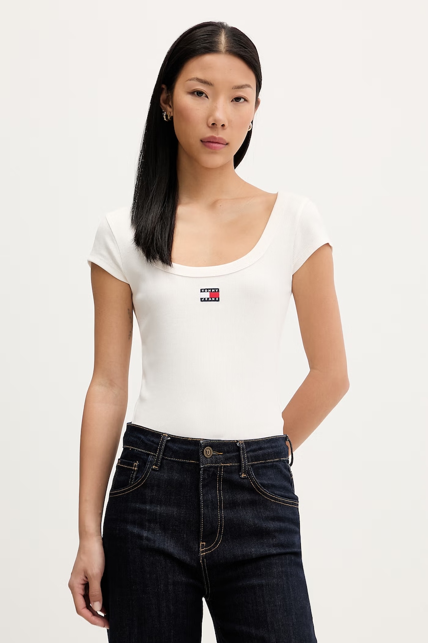 Levně Tommy Jeans tričko dámské bavlněné s elastanem