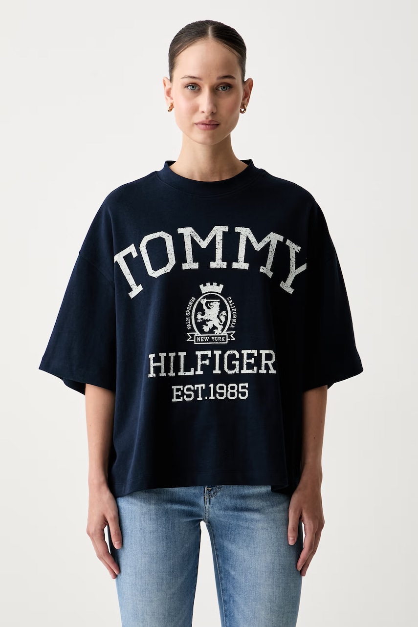 Tommy Hilfiger T-shirt oversize damski bawełniany