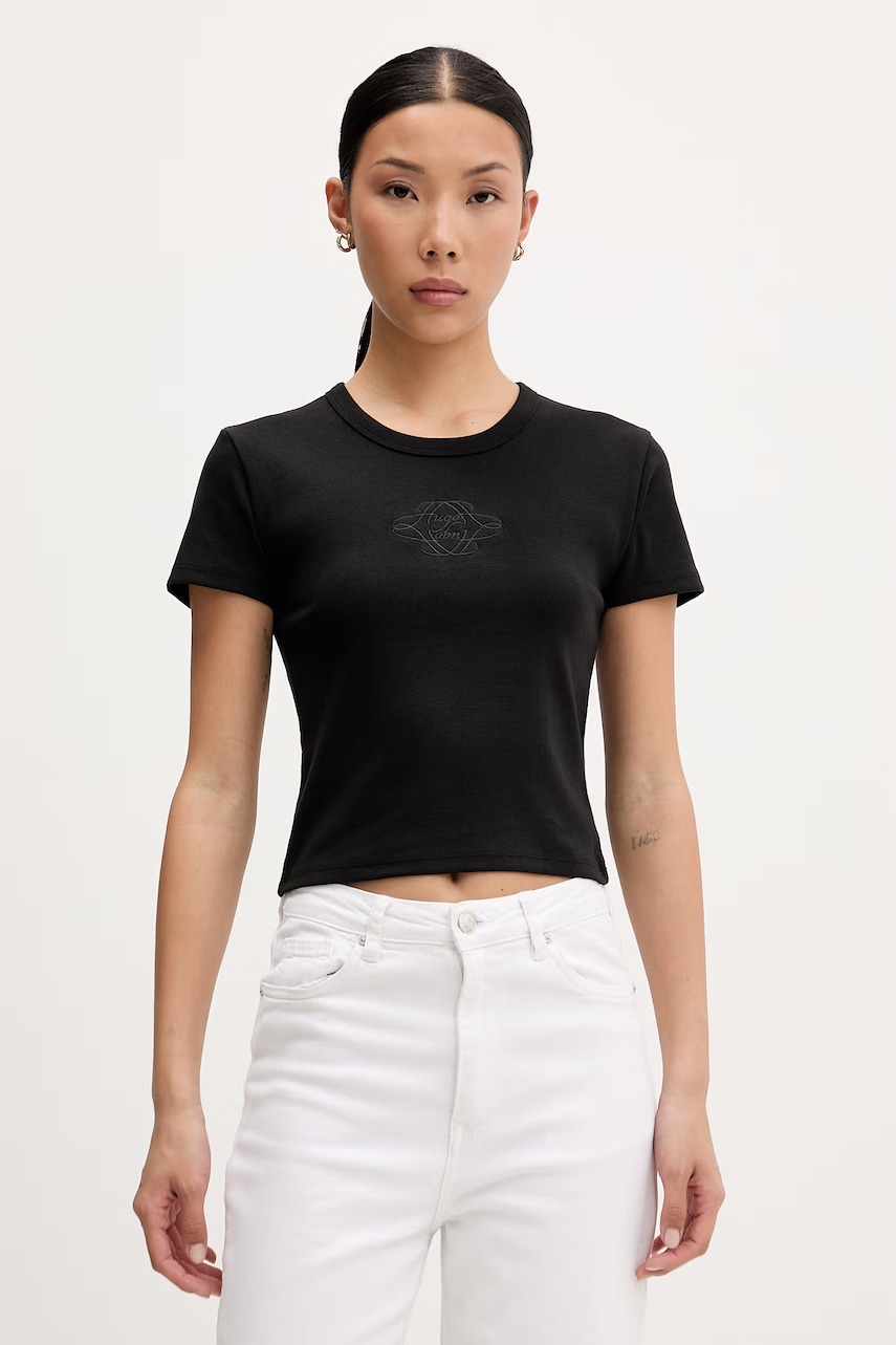 HUGO crop top γυναικείο με βαμβάκι Delanor_4