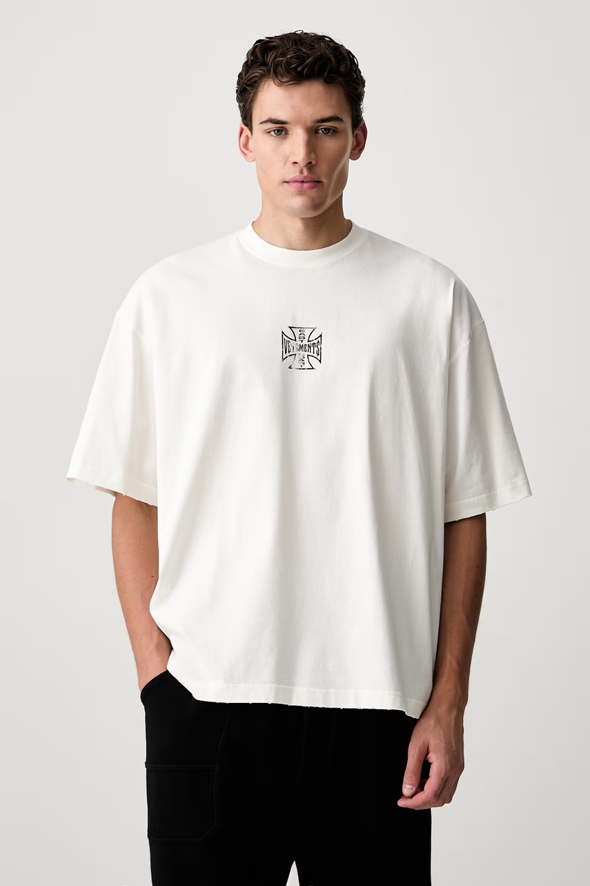 Vetements Biker Cross Logo T-shirt bawełniany męski