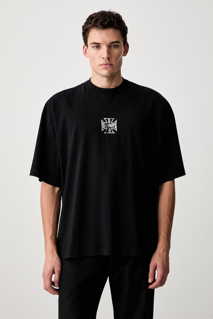 Vetements Biker Cross Logo T-shirt męski bawełniany