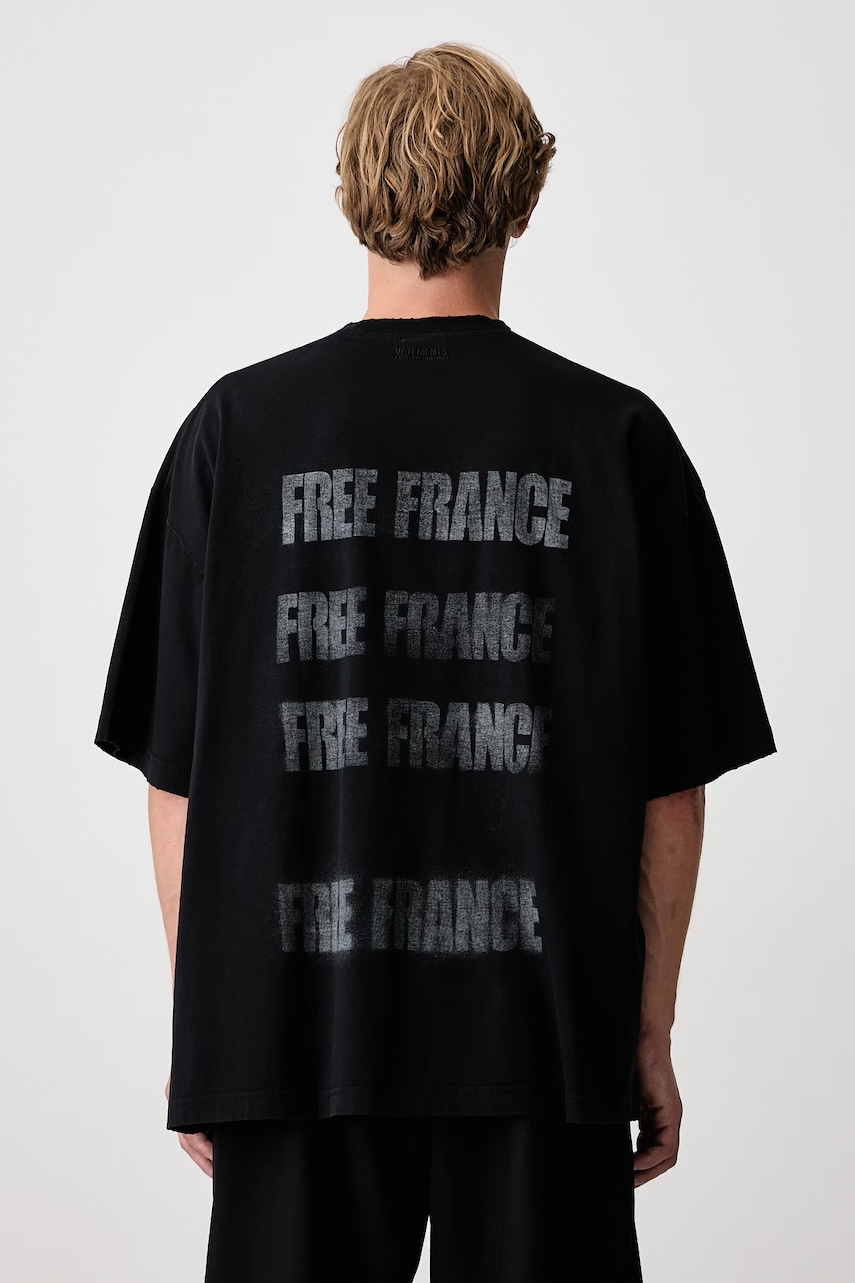 Vetements Free France T-shirt oversize bawełniany męski