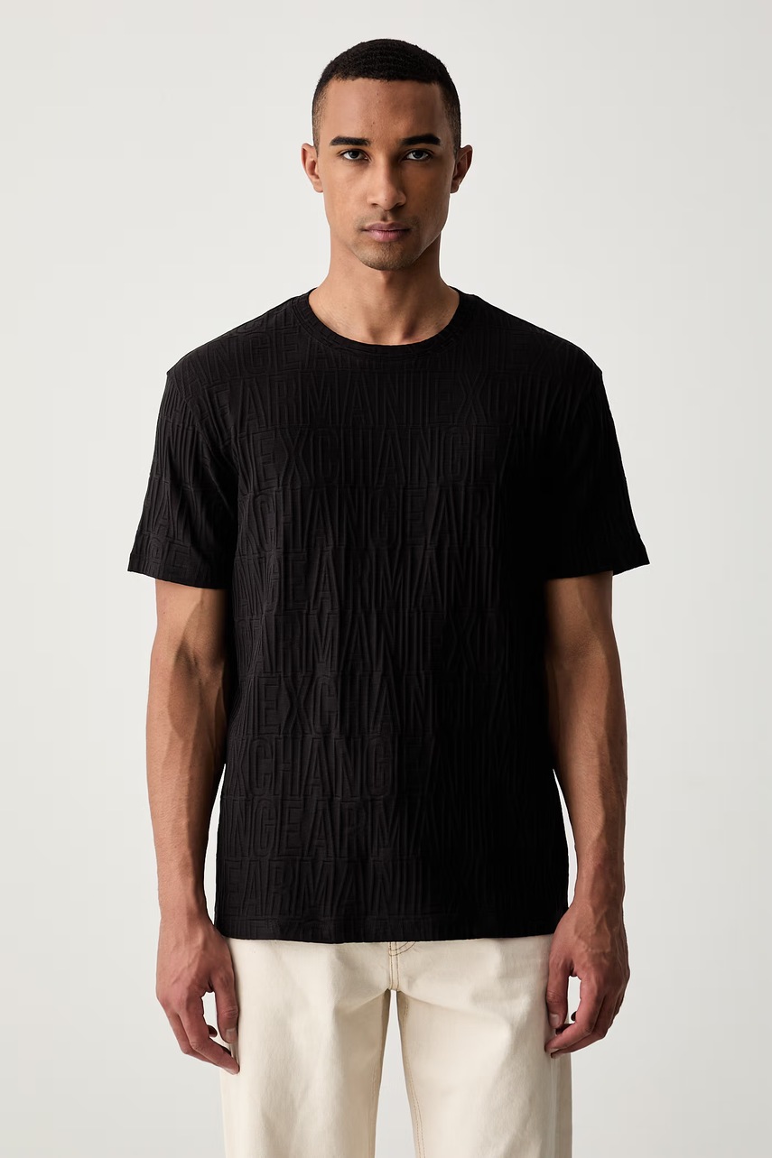 Armani Exchange T-Shirt Bawełniany, Czarny T-Shirty Męskie Rozmiar L