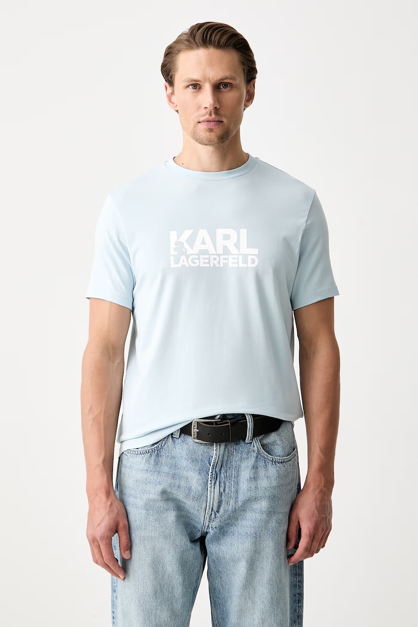 Karl Lagerfeld T-shirt męski bawełniany z elastanem