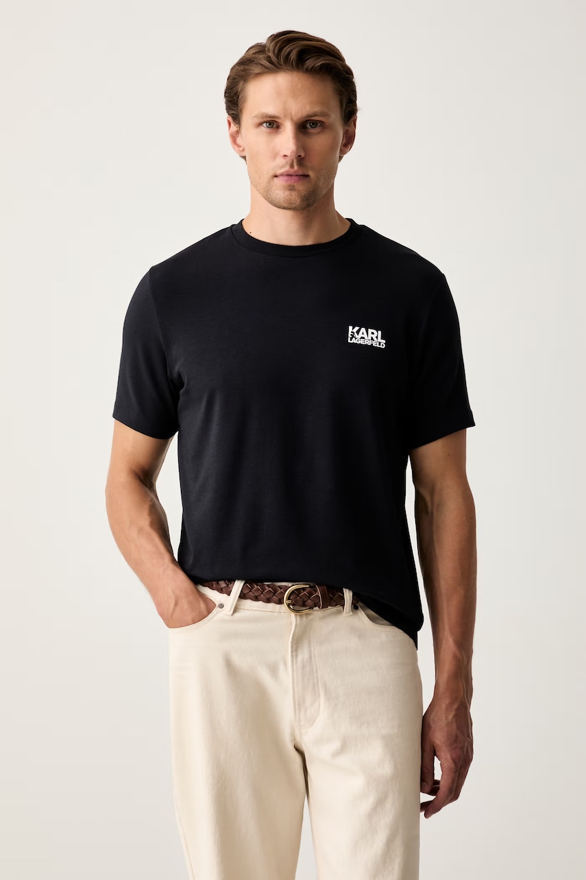 Karl Lagerfeld T-shirt męski bawełniany z elastanem