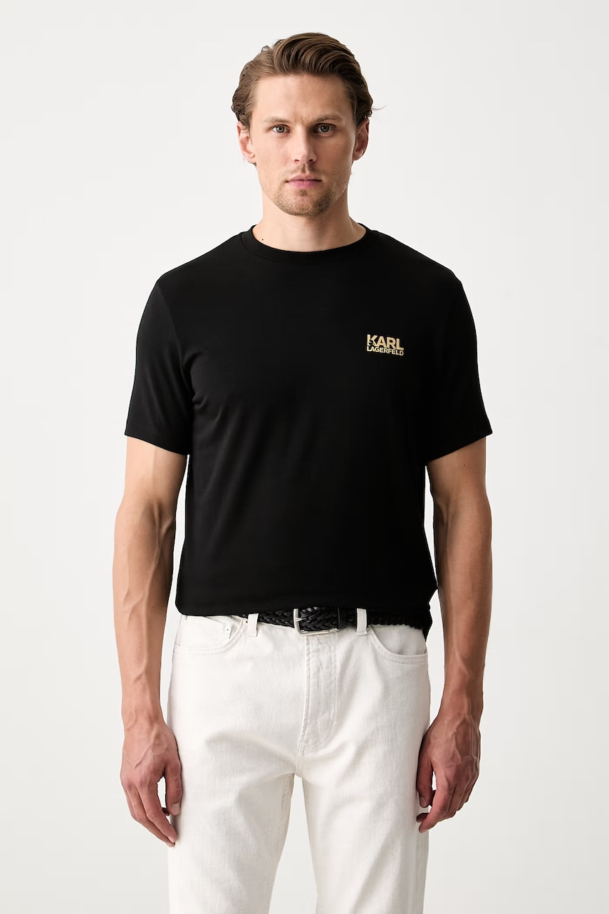 Karl Lagerfeld T-shirt męski bawełniany z elastanem