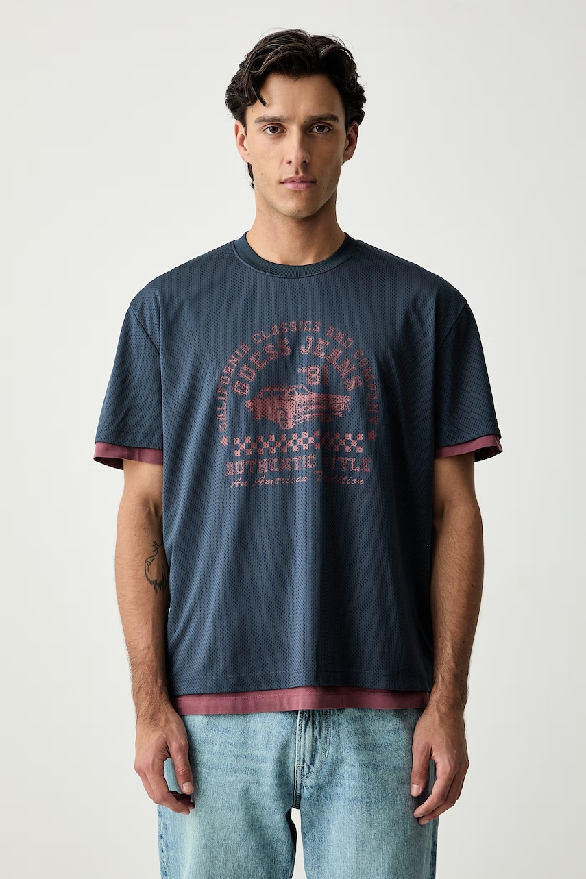 Guess Jeans T-shirt męski skórzany