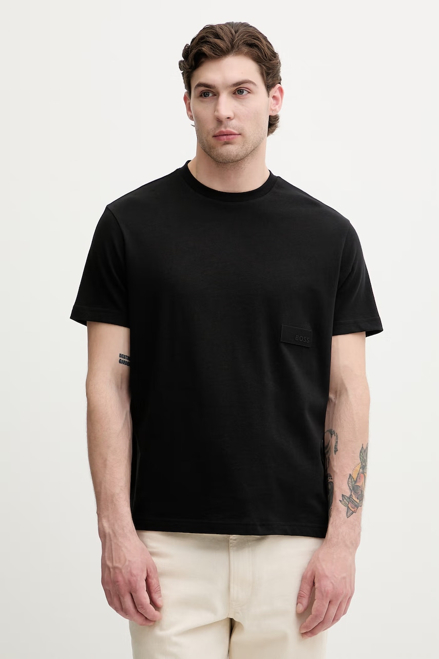BOSS Green T-shirt męski bawełniany TS_Structure