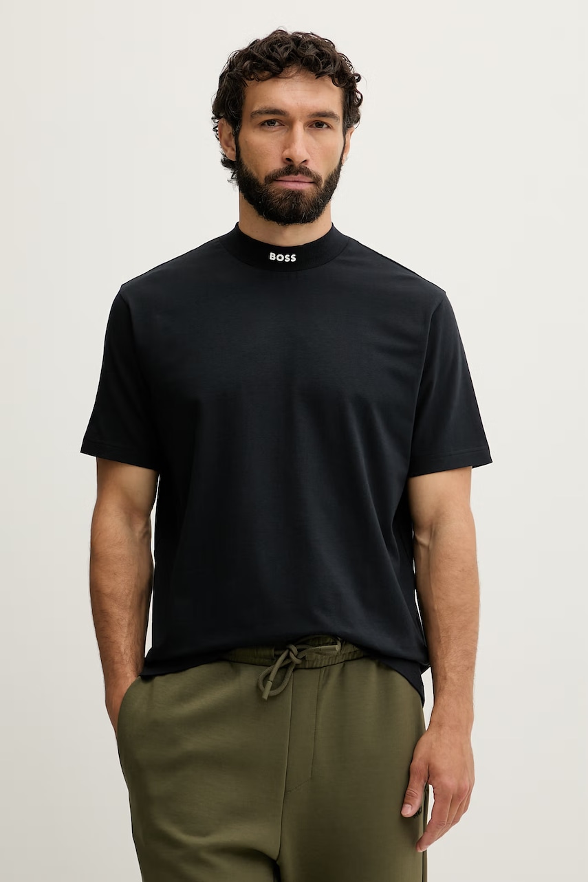 BOSS Green T-shirt ανδρικό από βαμβάκι με ελαστάν Tee Collar