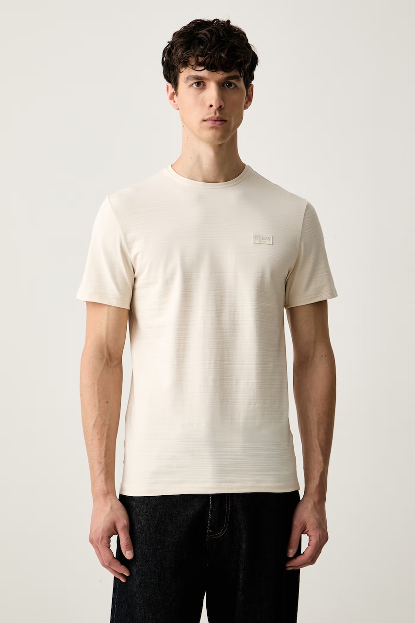 Guess βασικό t-shirt ανδρικό βαμβακερό με ελαστάν