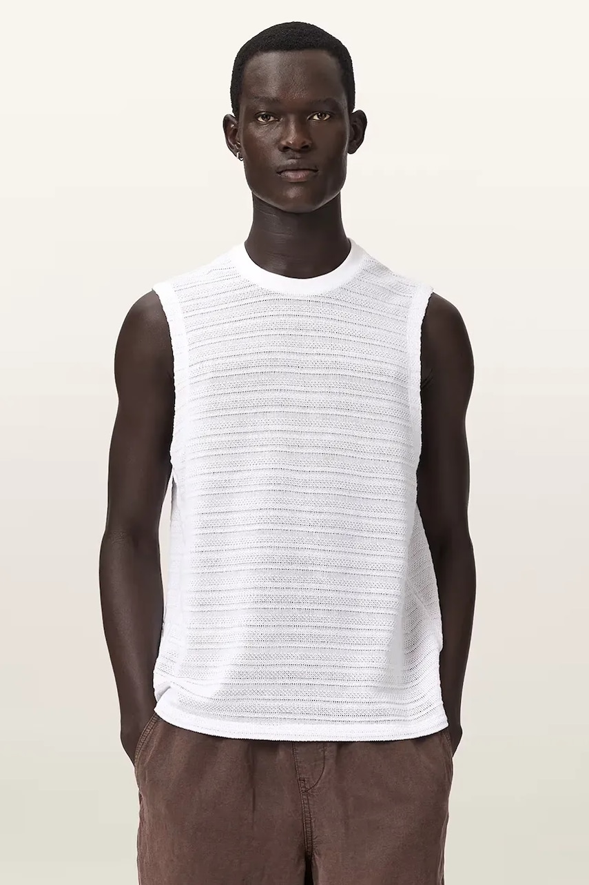 AllSaints τοπ ανδρικό βαμβακερό COVE M016JE λευκό S,M,L,XL