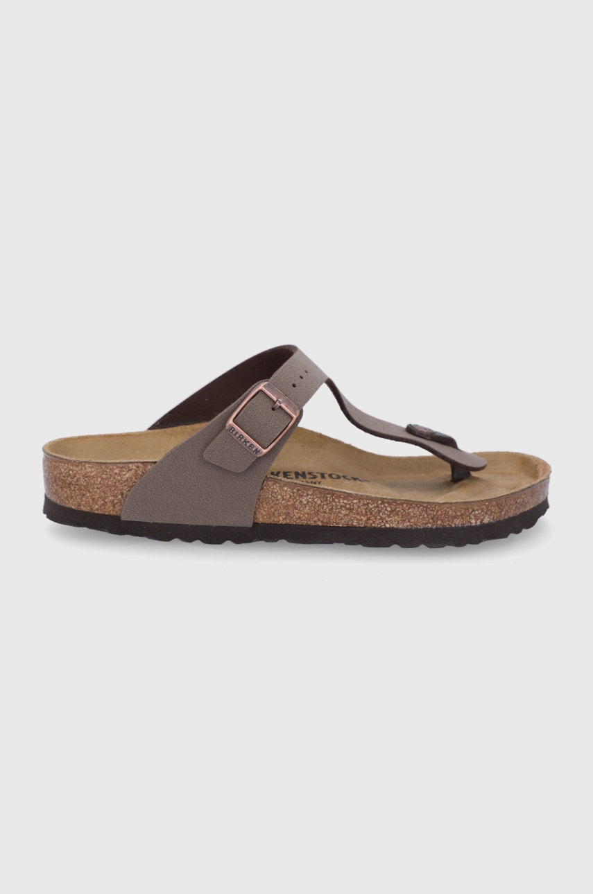 Birkenstock șlapi Gizeh femei, culoarea maro, cu toc plat 43751-Mocca