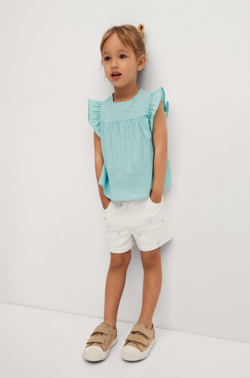 

Детские шорты Mango Kids FLOWERS цвет белый с аппликацией