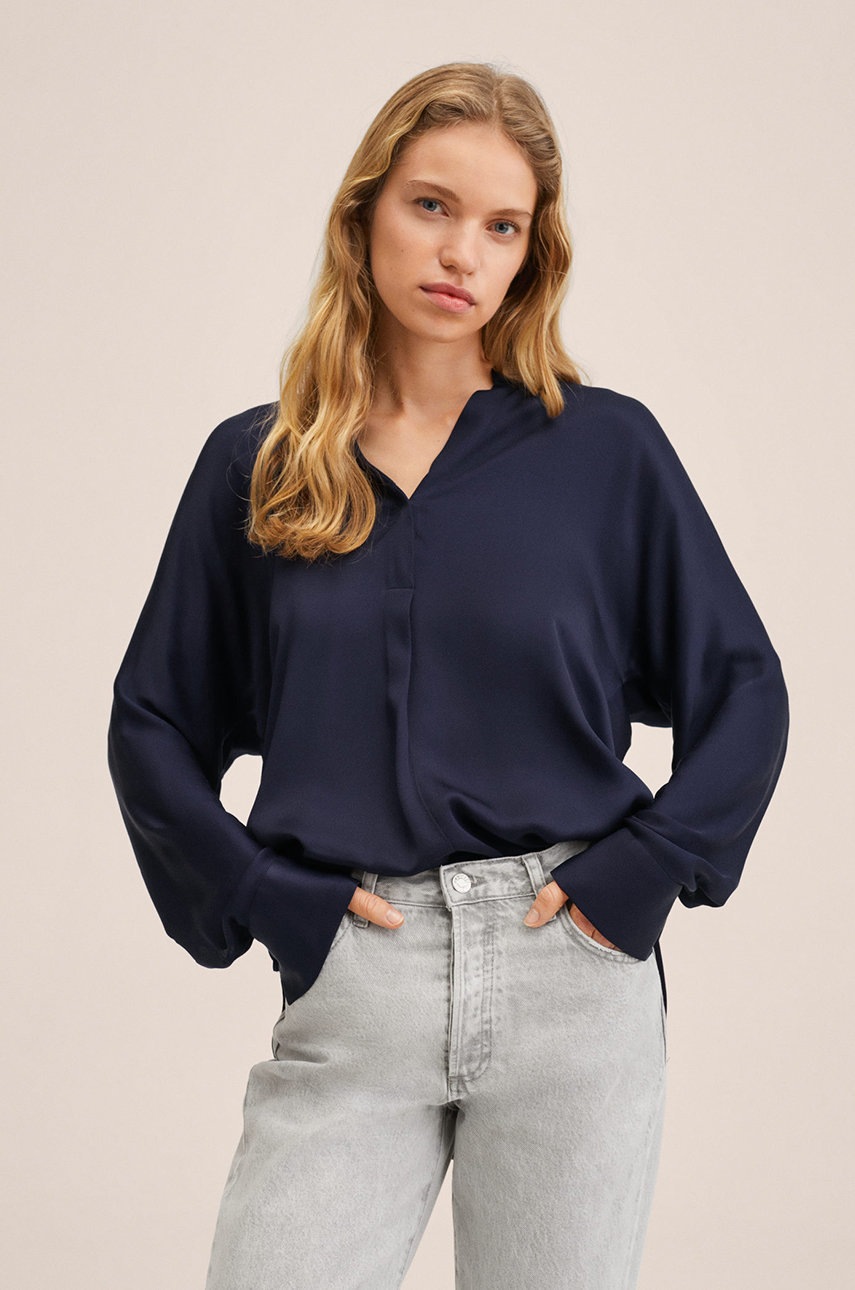 

Блуза Mango Vivian дамска в тъмносиньо с изчистен дизайн, Тъмносин
