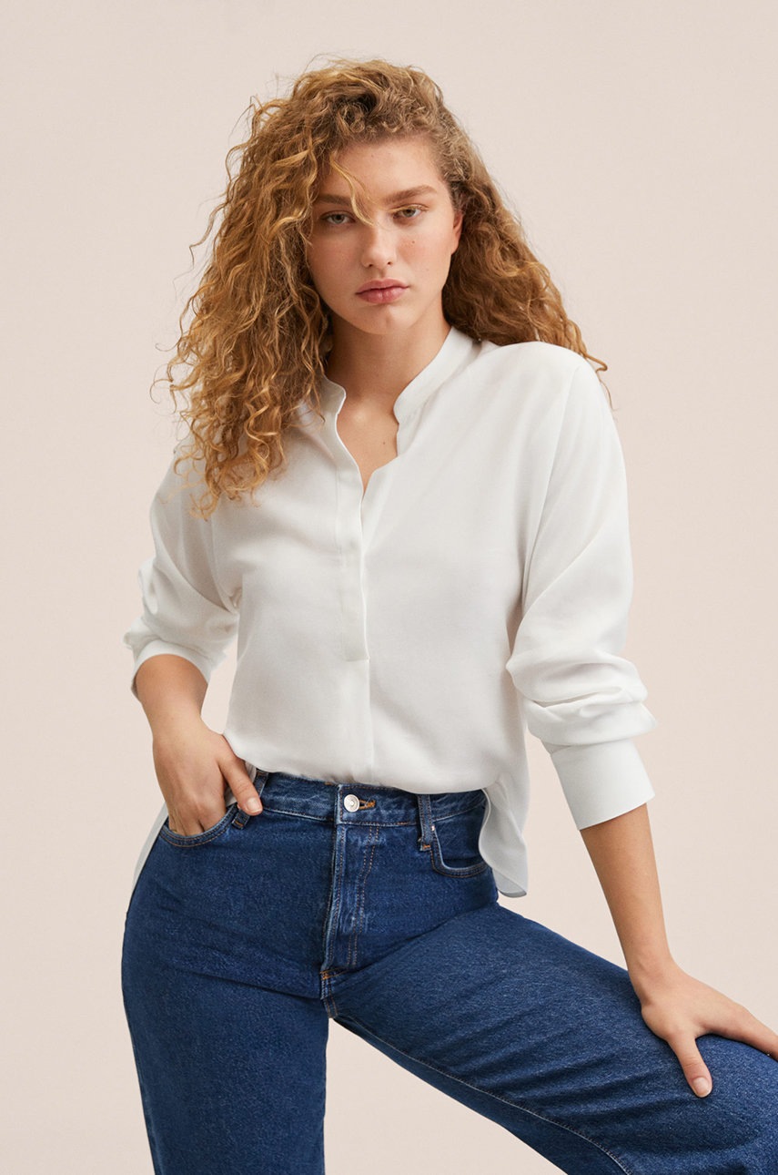 

Блуза Mango Vavain дамска в бяло с изчистен дизайн, Бял