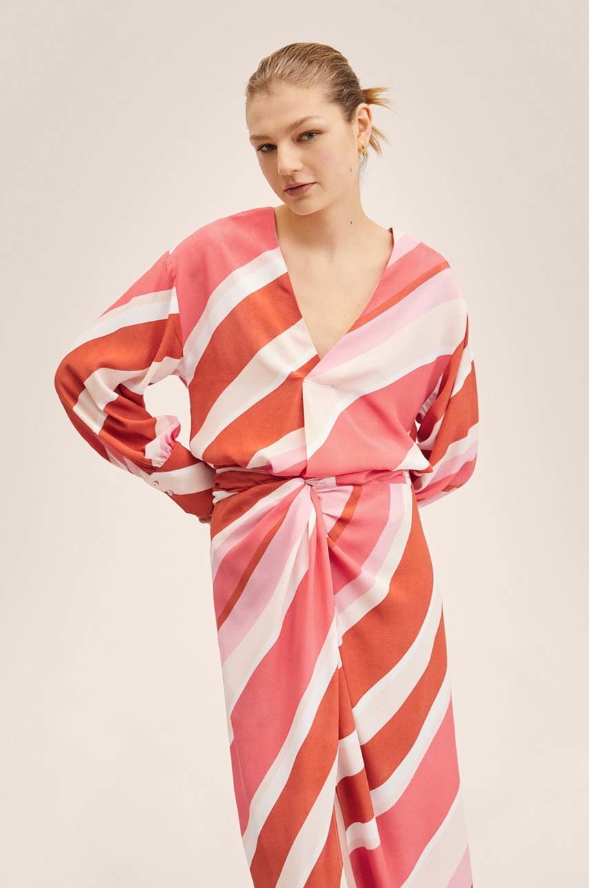 

Блуза Mango Bio в червено с десен, Червен