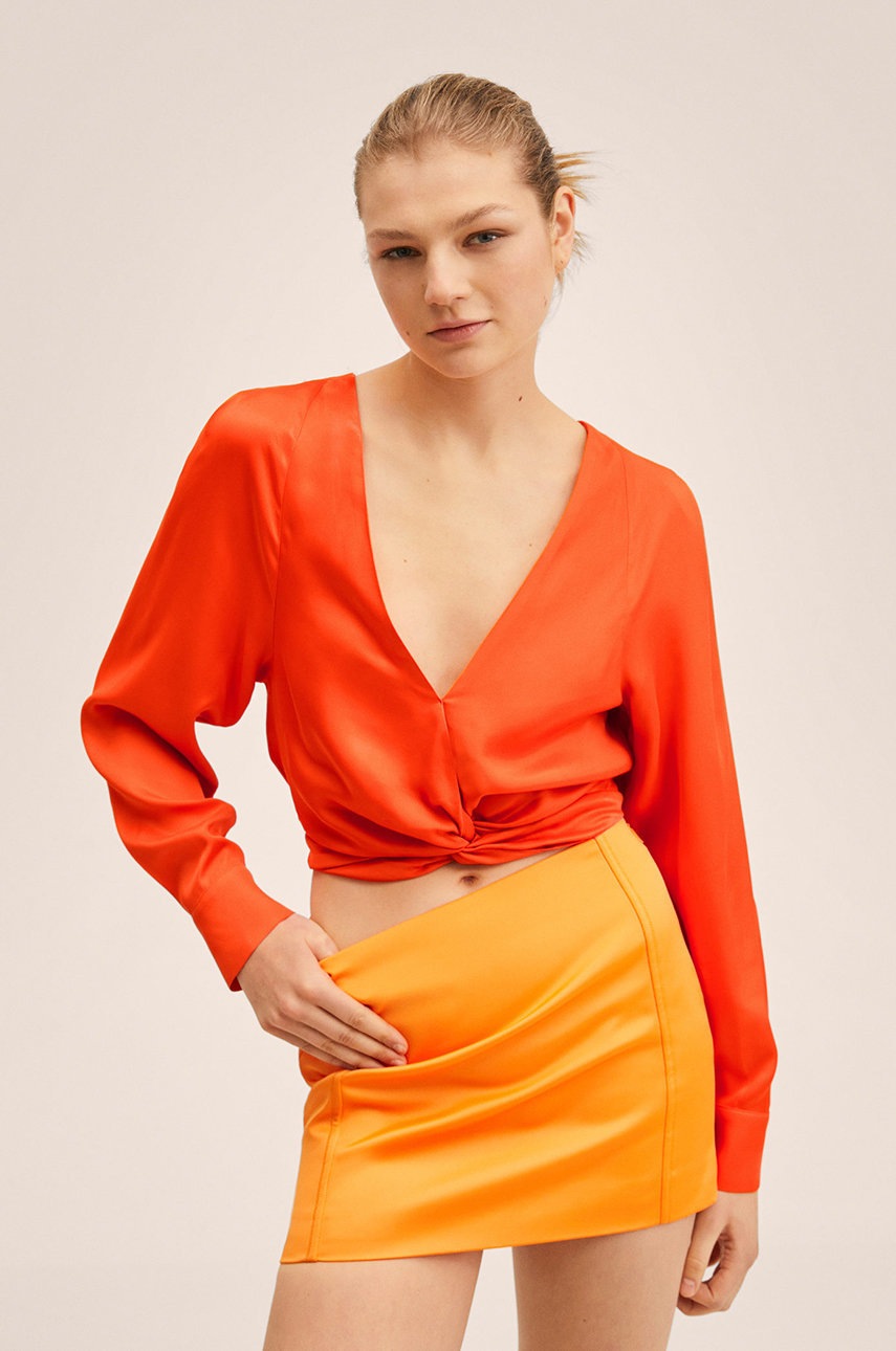 

Блуза Mango Tresor дамска в оранжево с изчистен дизайн, Оранжев