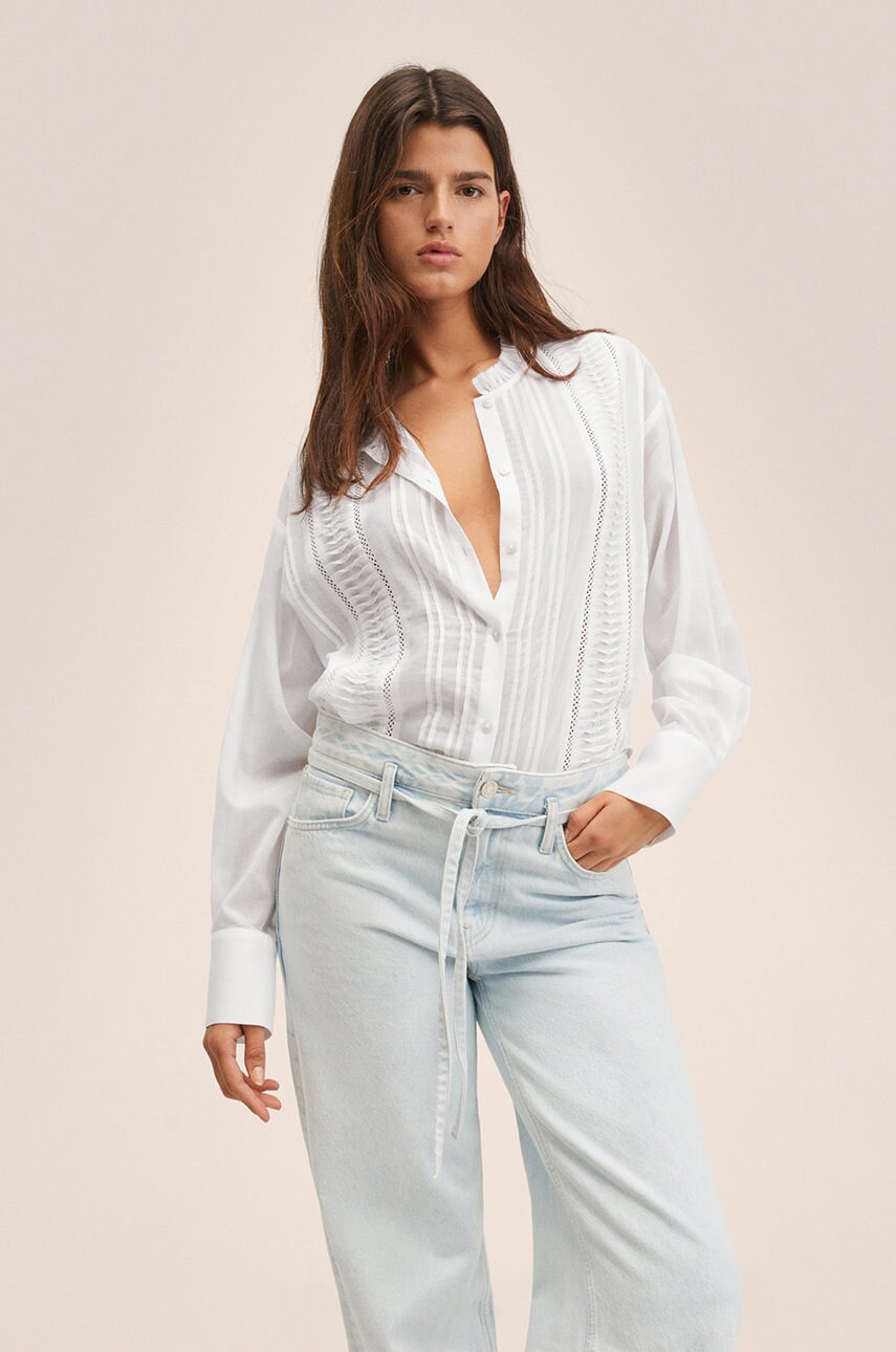 

Хлопковая рубашка Mango Vintage женская цвет белый