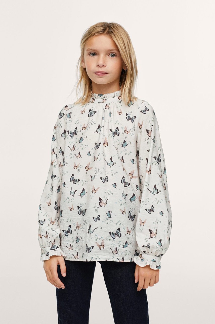 Mango Kids Bluză copii Blanca culoarea alb, modelator
