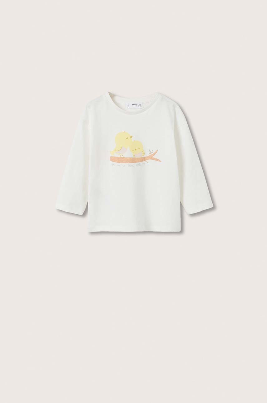 

Детска блуза с дълги ръкави Mango Kids в бяло, Бял