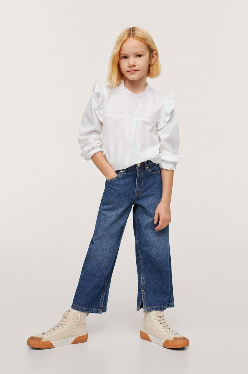 

Дитяча бавовняна блузка Mango Kids колір білий з аплікацією