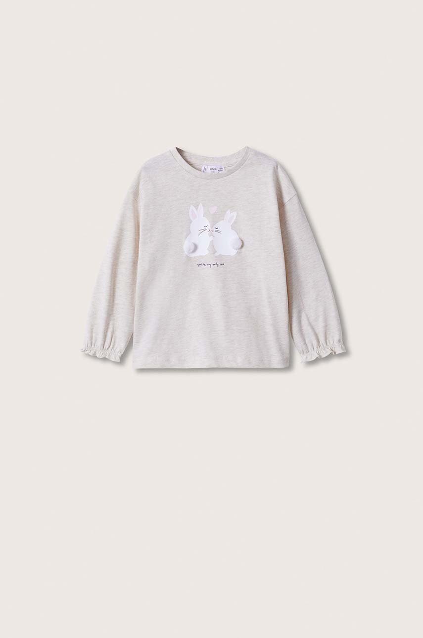 

Детска блуза с дълги ръкави Mango Kids в бежово, Бежов