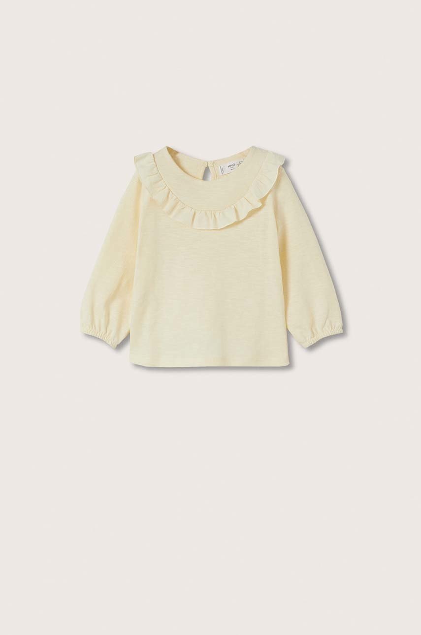 

Детска памучна блуза Mango Kids в жълто с изчистен дизайн, Жълт