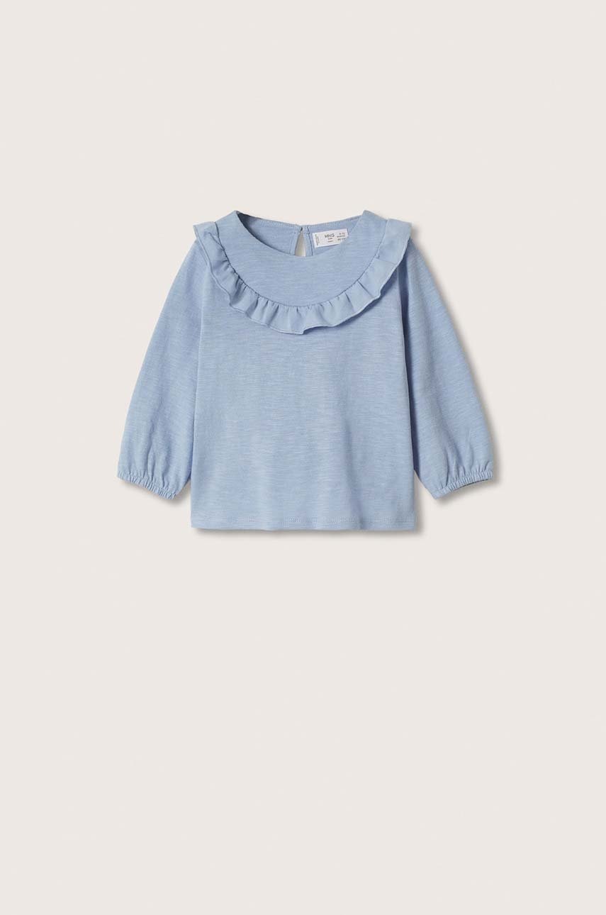 

Детска памучна блуза Mango Kids в тюркоазено с изчистен дизайн, Тюркоазен