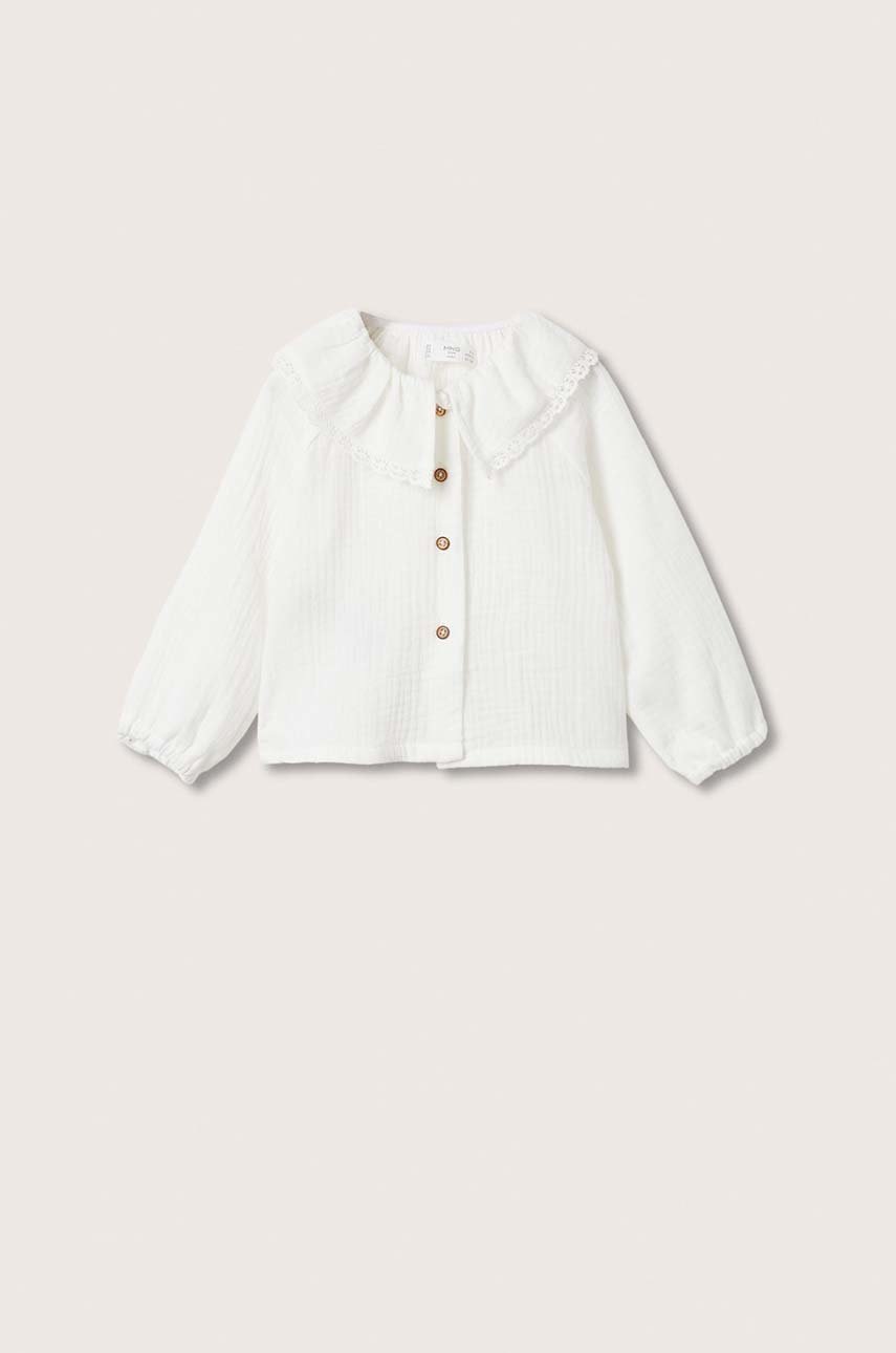 

Детска памучна блуза Mango Kids в бяло с изчистен дизайн, Бял