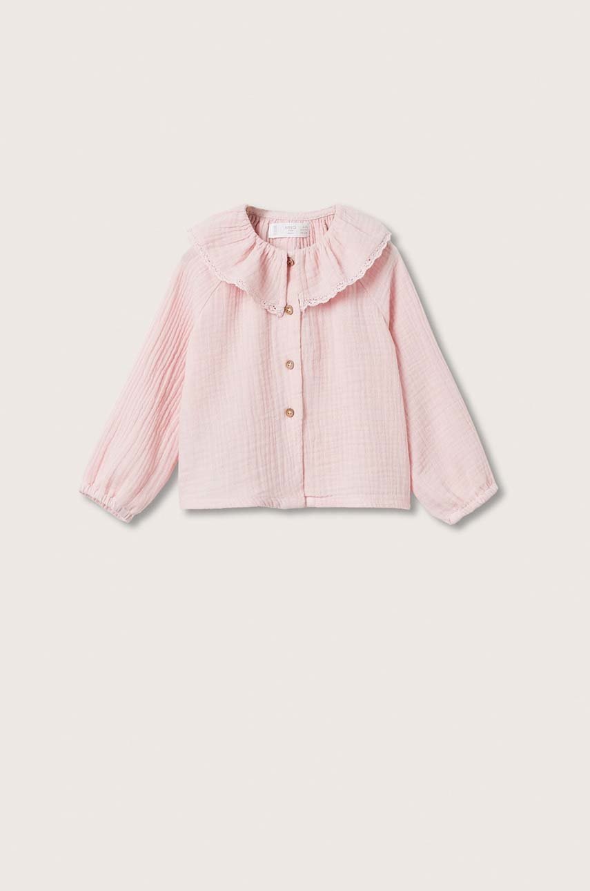 

Детска памучна блуза Mango Kids в розово с изчистен дизайн, Розов
